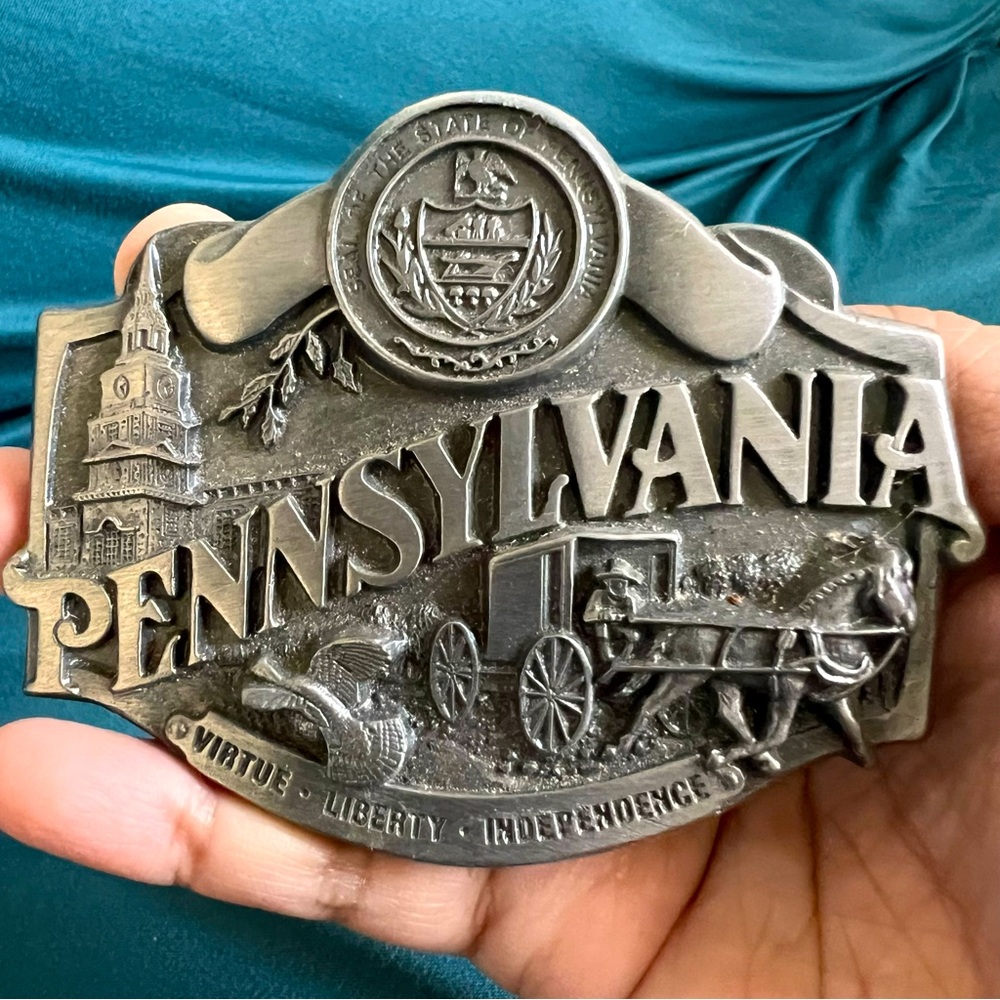 Pennsylvania Virtue Liberty Independence Belt Buckle